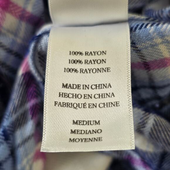 Rails Hunter Plaid Button Down Shirt White Blue Pink Women Size M Long Sleeve - Picture 11 of 12